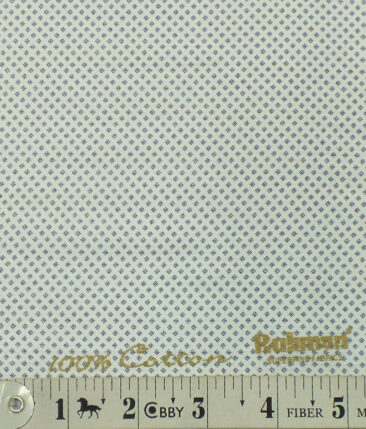Exquisite  White Base Pure Cotton Blue Printed Shirt Fabric (1.60 M)