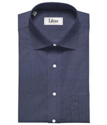 Exquisite  Royal Blue Base Pure Cotton White Print Shirt Fabric (1.60 M)