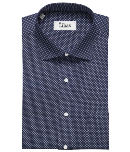 Exquisite  Royal Blue Base Pure Cotton White Print Shirt Fabric (1.60 M)