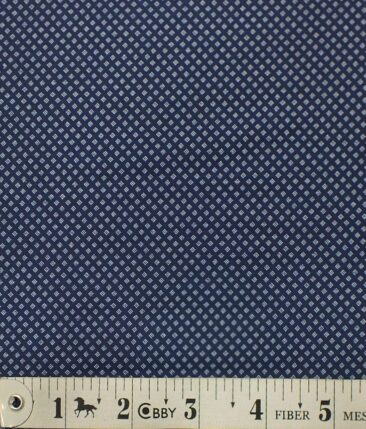 Exquisite  Royal Blue Base Pure Cotton White Print Shirt Fabric (1.60 M)