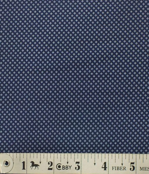 Exquisite  Royal Blue Base Pure Cotton White Print Shirt Fabric (1.60 M)