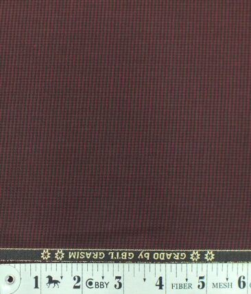 Grasim Maroon Red Structured Poly Viscose Trouser or 3 Piece Suit Fabric (Unstitched - 1.25 Mtr)