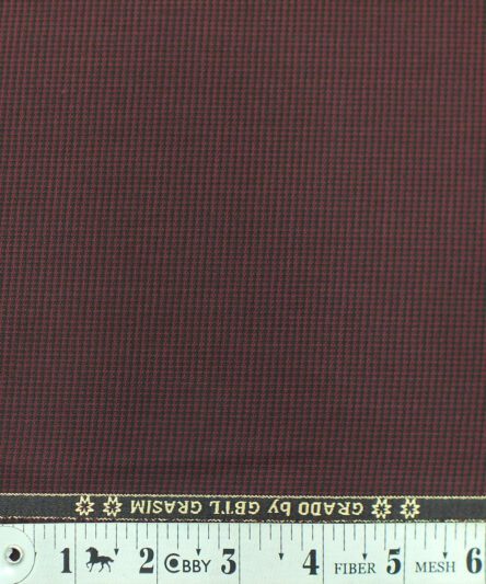 Grasim Maroon Red Structured Poly Viscose Trouser or 3 Piece Suit Fabric (Unstitched - 1.25 Mtr)