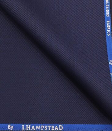 J.Hampstead by Siyaram's Bright Royal Blue Oxford Weave Structured Poly Viscose Trouser or 3 Piece Suit Fabric (Unstitched - 1.25 Mtr)