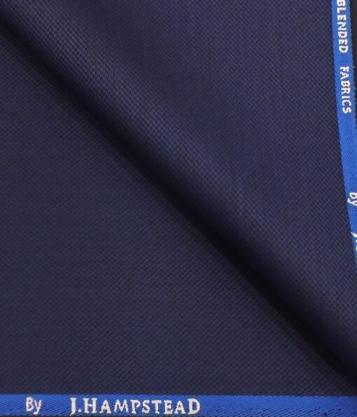 J.Hampstead by Siyaram's Bright Royal Blue Oxford Weave Structured Poly Viscose Trouser or 3 Piece Suit Fabric (Unstitched - 1.25 Mtr)