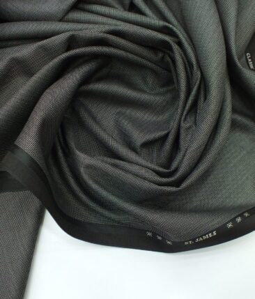 J.Hampstead by Siyaram's Blackish Grey Dotted Structured Poly Viscose Trouser or 3 Piece Suit Fabric (Unstitched - 1.25 Mtr)