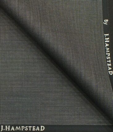 J.Hampstead by Siyaram's Blackish Grey Dotted Structured Poly Viscose Trouser or 3 Piece Suit Fabric (Unstitched - 1.25 Mtr)