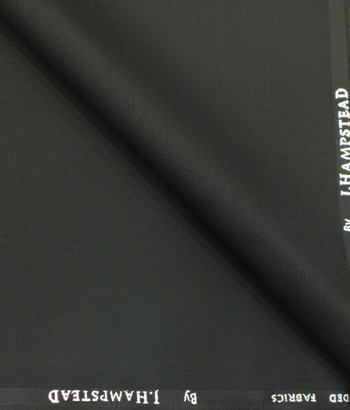 J.Hampstead by Siyaram's Black Dotted Self Structured Poly Viscose Trouser or 3 Piece Suit Fabric (Unstitched - 1.25 Mtr)