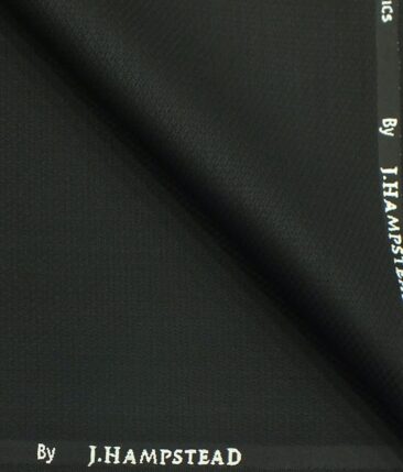 J.Hampstead by Siyaram's Black Structured Poly Viscose Trouser or 3 Piece Suit Fabric (Unstitched - 1.25 Mtr)
