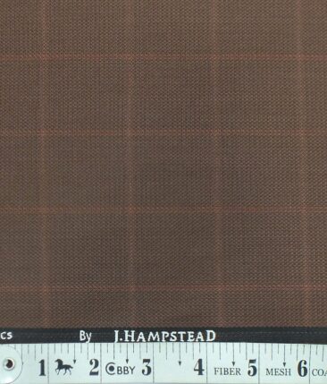 J.Hampstead by Siyaram's Copper Broad Self Checks Poly Viscose Trouser or 3 Piece Suit Fabric (Unstitched - 1.25 Mtr)