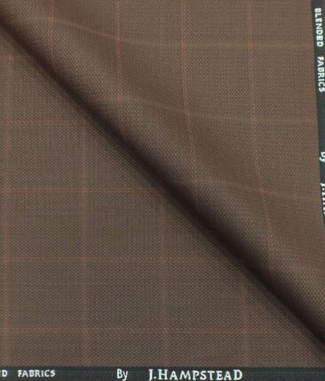 J.Hampstead by Siyaram's Copper Broad Self Checks Poly Viscose Trouser or 3 Piece Suit Fabric (Unstitched - 1.25 Mtr)
