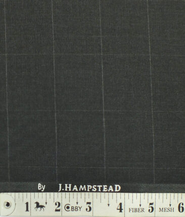 J.Hampstead by Siyaram's Dark Grey Broad Checks Poly Viscose Trouser or 3 Piece Suit Fabric (Unstitched - 1.25 Mtr)