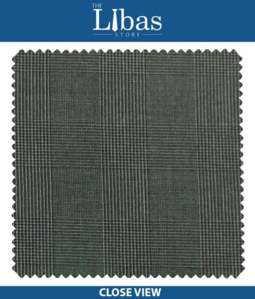 J.Hampstead by Siyaram's Dark Grey Self Broad Checks Poly Viscose Trouser or 3 Piece Suit Fabric (Unstitched - 1.25 Mtr)