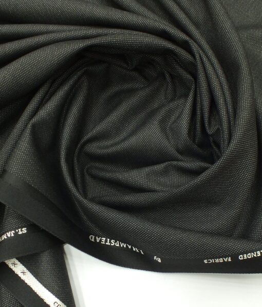 J.Hampstead by Siyaram's Dark Grey Self Structured Poly Viscose Trouser or 3 Piece Suit Fabric (Unstitched - 1.25 Mtr)