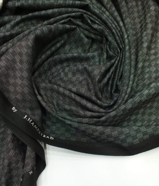 J.Hampstead by Siyaram's Dark Grey Square Structured Poly Viscose Shiny Party Wear Trouser or 3 Piece Suit Fabric (Unstitched - 1.25 Mtr)