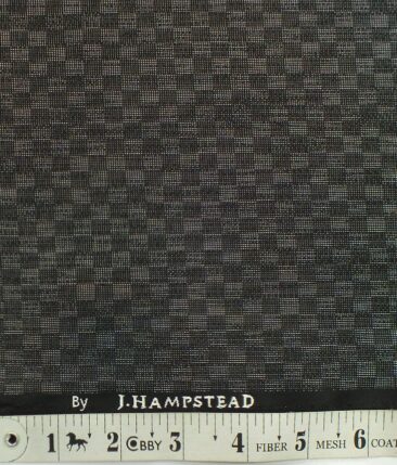 J.Hampstead by Siyaram's Dark Grey Square Structured Poly Viscose Shiny Party Wear Trouser or 3 Piece Suit Fabric (Unstitched - 1.25 Mtr)