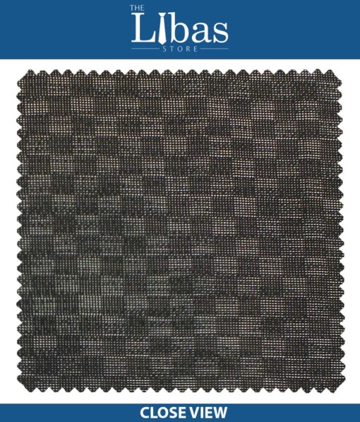 J.Hampstead by Siyaram's Dark Grey Square Structured Poly Viscose Shiny Party Wear Trouser or 3 Piece Suit Fabric (Unstitched - 1.25 Mtr)