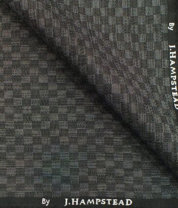 J.Hampstead by Siyaram's Dark Grey Square Structured Poly Viscose Shiny Party Wear Trouser or 3 Piece Suit Fabric (Unstitched - 1.25 Mtr)