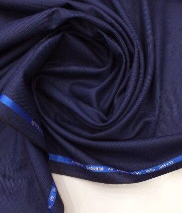 J.Hampstead by Siyaram's Dark Royal Blue Self Structured Poly Viscose Trouser or 3 Piece Suit Fabric (Unstitched - 1.25 Mtr)