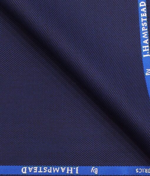 J.Hampstead by Siyaram's Dark Royal Blue Self Structured Poly Viscose Trouser or 3 Piece Suit Fabric (Unstitched - 1.25 Mtr)