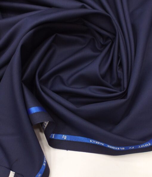 J.Hampstead by Siyaram's Dark Royal Blue Self Design Poly Viscose Trouser or 3 Piece Suit Fabric (Unstitched - 1.25 Mtr)