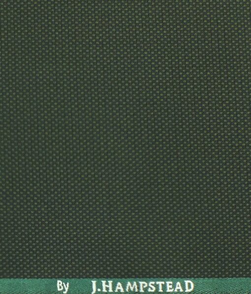 J.Hampstead by Siyaram's Dark Seaweed Green Self Structured Poly Viscose Trouser or 3 Piece Suit Fabric (Unstitched - 1.25 Mtr)