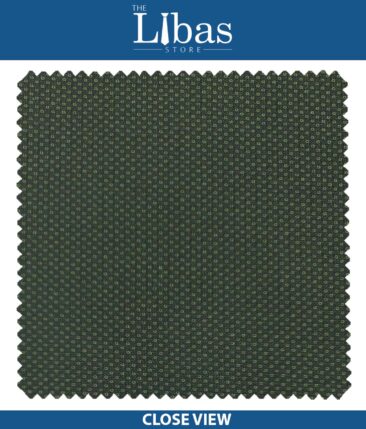 J.Hampstead by Siyaram's Dark Seaweed Green Self Structured Poly Viscose Trouser or 3 Piece Suit Fabric (Unstitched - 1.25 Mtr)