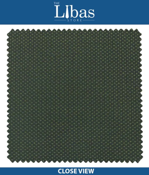 J.Hampstead by Siyaram's Dark Seaweed Green Self Structured Poly Viscose Trouser or 3 Piece Suit Fabric (Unstitched - 1.25 Mtr)