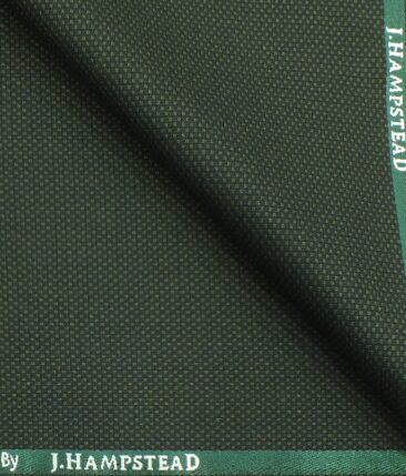 J.Hampstead by Siyaram's Dark Seaweed Green Self Structured Poly Viscose Trouser or 3 Piece Suit Fabric (Unstitched - 1.25 Mtr)