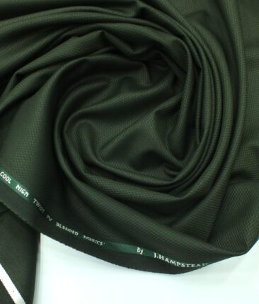 J.Hampstead by Siyaram's Dark Seaweed Green Structured Poly Viscose Trouser or 3 Piece Suit Fabric (Unstitched - 1.25 Mtr)