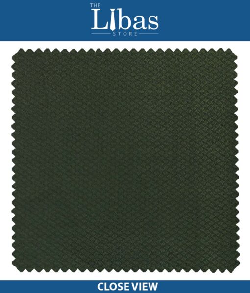 J.Hampstead by Siyaram's Dark Seaweed Green Structured Poly Viscose Trouser or 3 Piece Suit Fabric (Unstitched - 1.25 Mtr)