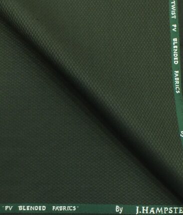 J.Hampstead by Siyaram's Dark Seaweed Green Structured Poly Viscose Trouser or 3 Piece Suit Fabric (Unstitched - 1.25 Mtr)