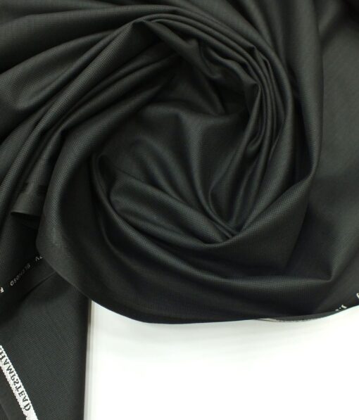 J.Hampstead by Siyaram's Greyish Black Self Dotted Structured Poly Viscose Trouser or 3 Piece Suit Fabric (Unstitched - 1.25 Mtr)