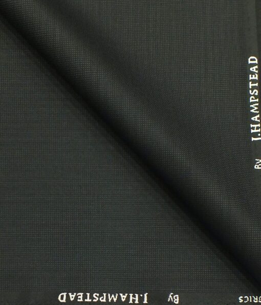 J.Hampstead by Siyaram's Greyish Black Self Dotted Structured Poly Viscose Trouser or 3 Piece Suit Fabric (Unstitched - 1.25 Mtr)