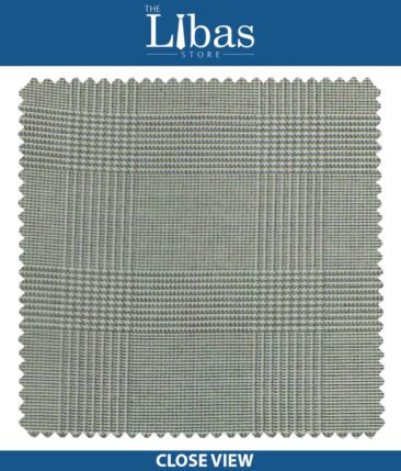 J.Hampstead by Siyaram's Light Grey Broad Self Checks Poly Viscose Trouser or 3 Piece Suit Fabric (Unstitched - 1.25 Mtr)