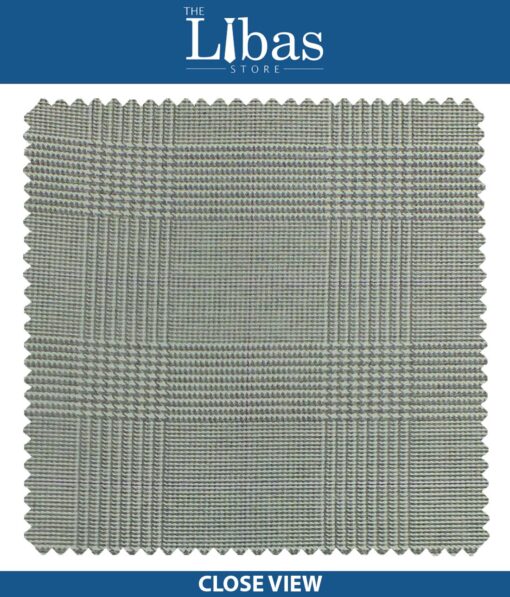 J.Hampstead by Siyaram's Light Grey Broad Self Checks Poly Viscose Trouser or 3 Piece Suit Fabric (Unstitched - 1.25 Mtr)