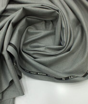 J.Hampstead by Siyaram's Light Grey Self Texture Poly Viscose Trouser or 3 Piece Suit Fabric (Unstitched - 1.25 Mtr)
