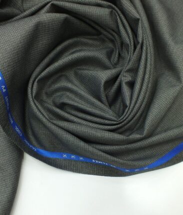 J.Hampstead by Siyaram's Medium Grey Self Structured Poly Viscose Trouser or 3 Piece Suit Fabric (Unstitched - 1.25 Mtr)