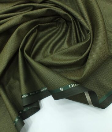 J.Hampstead by Siyaram's Moss Green Self Dotted Structure Poly Viscose Trouser or 3 Piece Suit Fabric (Unstitched - 1.25 Mtr)