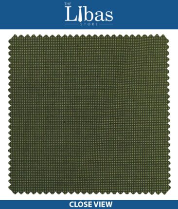 J.Hampstead by Siyaram's Moss Green Self Dotted Structure Poly Viscose Trouser or 3 Piece Suit Fabric (Unstitched - 1.25 Mtr)