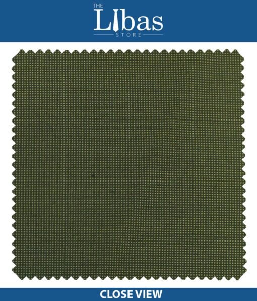 J.Hampstead by Siyaram's Moss Green Self Dotted Structure Poly Viscose Trouser or 3 Piece Suit Fabric (Unstitched - 1.25 Mtr)