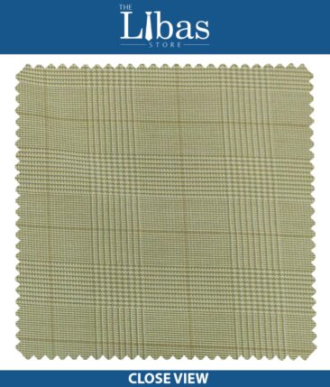 J.Hampstead by Siyaram's Oat Beige Self Checks Poly Viscose Trouser or 3 Piece Suit Fabric (Unstitched - 1.25 Mtr)
