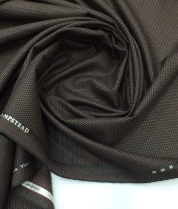 J.Hampstead by Siyaram's Pecan Structured Poly Viscose Trouser or 3 Piece Suit Fabric (Unstitched - 1.25 Mtr)