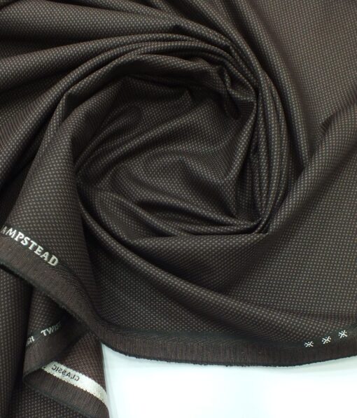 J.Hampstead by Siyaram's Pecan Structured Poly Viscose Trouser or 3 Piece Suit Fabric (Unstitched - 1.25 Mtr)