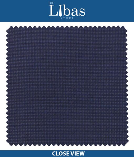J.Hampstead by Siyaram's Royal Blue Self Dotted Structured Poly Viscose Trouser or 3 Piece Suit Fabric (Unstitched - 1.25 Mtr)
