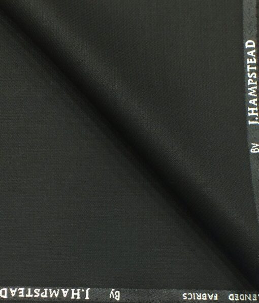 J.Hampstead by Siyaram's Black Self Structured Poly Viscose Trouser or 3 Piece Suit Fabric (Unstitched - 1.25 Mtr)