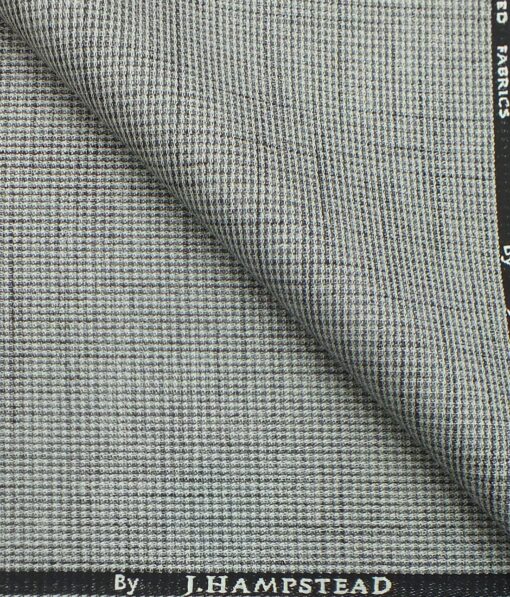 J.Hampstead by Siyaram's Light Silver Grey Jute Weave Structured Poly Viscose Trouser or 3 Piece Suit Fabric (Unstitched - 1.25 Mtr)