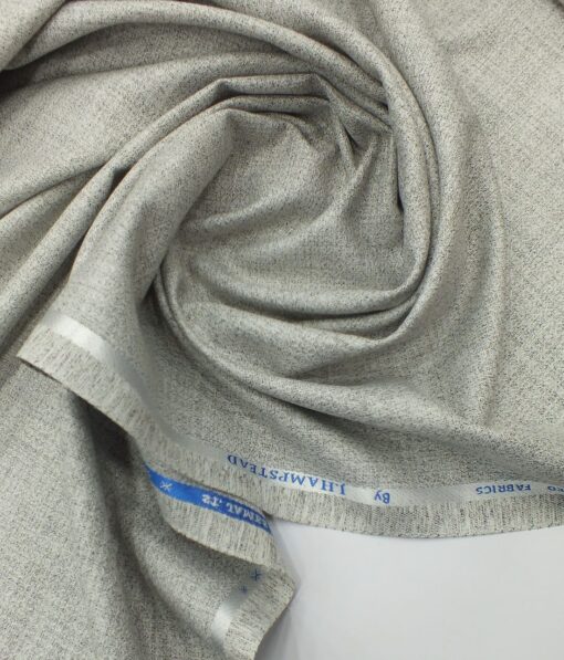 J.Hampstead by Siyaram's Very Light Grey Jute Weave Structured Poly Viscose Trouser or 3 Piece Suit Fabric (Unstitched - 1.25 Mtr)