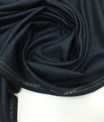 J.Hampstead by Siyaram's Dark Denim Blue Self Texture Shiny Terry Rayon Party Wear Trouser or 3 Piece Suit Fabric (Unstitched - 1.25 Mtr)