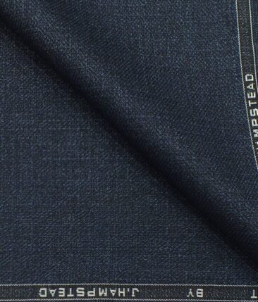J.Hampstead by Siyaram's Dark Denim Blue Self Texture Shiny Terry Rayon Party Wear Trouser or 3 Piece Suit Fabric (Unstitched - 1.25 Mtr)